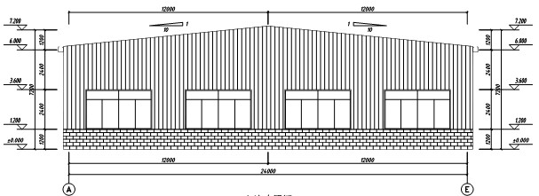 structural plan drawings of Single storey steel structure workshop with Span:24m
