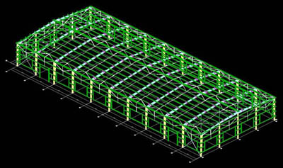 structural drawing of light steel structure warehouse with earthquake proofing, water proofing and energy conserving
