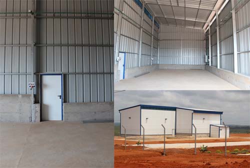 prefab steel structure warehouse shed with used as feed mill