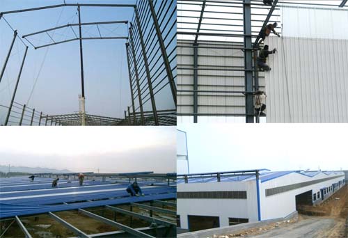 installation progress of structural steel factory used for manufacting ceramic