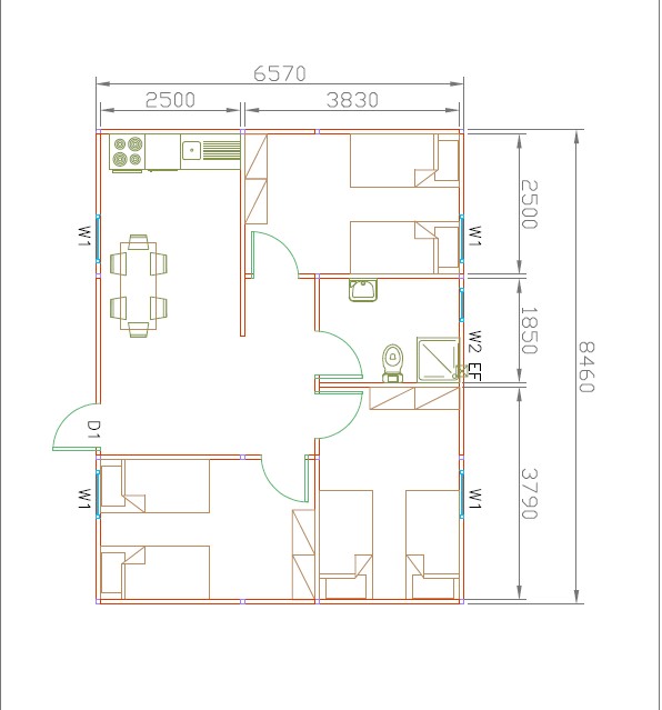 plan view of prefab house
